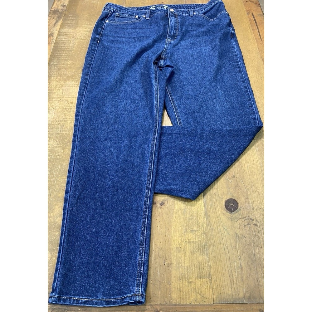 Seven7 Women's Straight Jeans 90's Size 16, Dark Wash